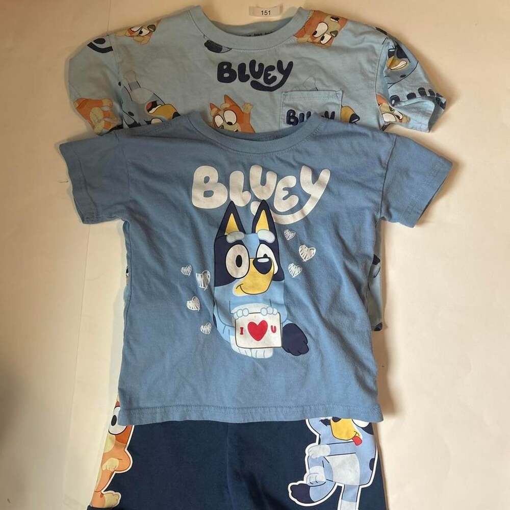 Bluey 3 Piece Set Size 5T Blue Character T-Shirts Shorts